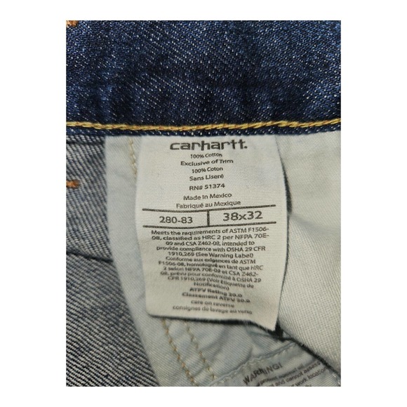Carhartt Jeans 38x32 Men's Wide Boot Cut Flame Resistant Workwear - Picture 2 of 9